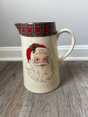 Cracker Barrel Christmas In Woods Santa Claus Serving Pitcher Water Jug 72 Oz